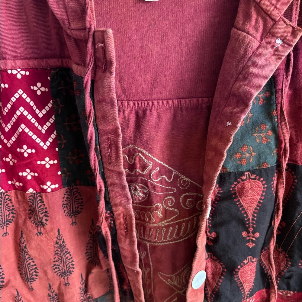 Earthbound Red Patchwork Jean Jacket - image 2